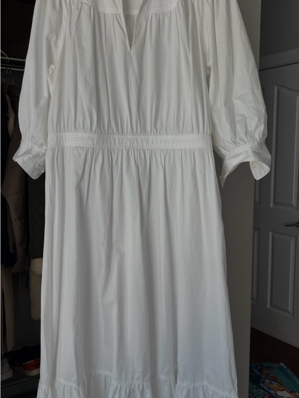 Polo by Ralph Lauren White Long-Sleeve Tiered Midi Dress